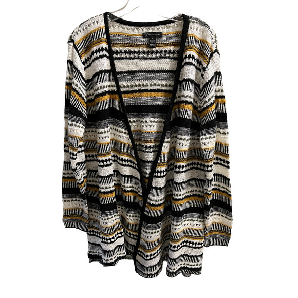 INC International Concept, Open Woven Stripes Cardigan, XL - Picture 1 of 6